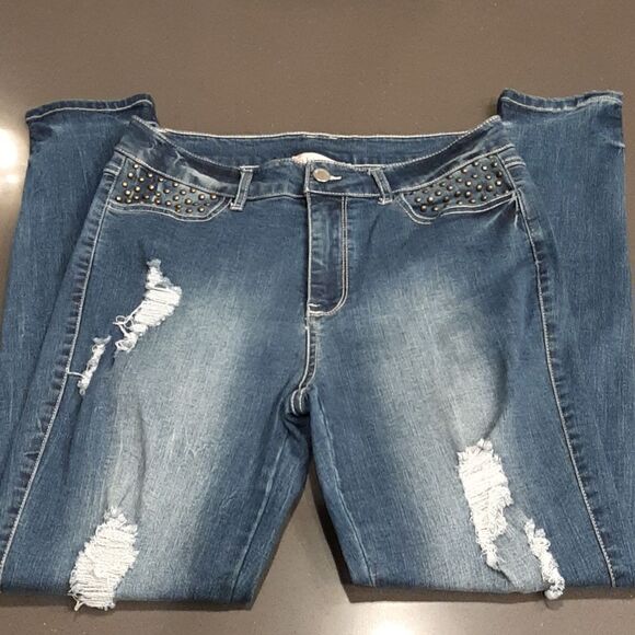 Philosophy Size 10 Distressed Jeggings with Zipper on Legs - Picture 1 of 12